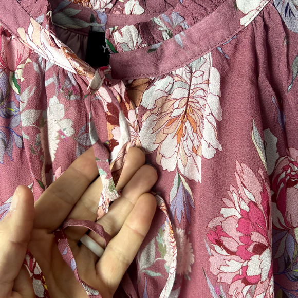 Yumi Kim Womens Large Sundown Viscose‎ Top Celestica Rose Floral Ruffled Collar - Picture 3 of 12